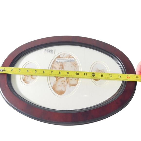 Melannco 17" Oval Wooden Triple Picture Frame Wall Hanging - Picture 5 of 6